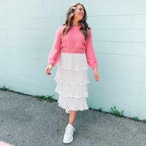 Princess Polly white polka dot skirt